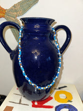 Load image into Gallery viewer, Vintage Handmade Venetian Glass Mosaic Beaded Necklace (turquoise)