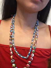 Load image into Gallery viewer, Vintage Handmade Venetian Glass Mosaic Beaded Necklace (turquoise)
