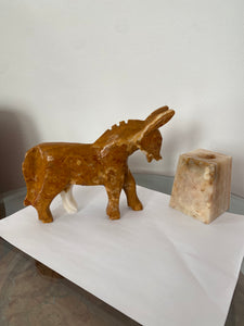 Vintage onyx stone carved donkey sculpture