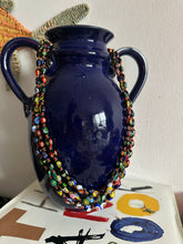 Load image into Gallery viewer, Vintage Handmade Venetian Glass Mosaic Beaded Necklace (black)
