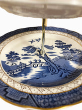 Load image into Gallery viewer, Royal Doulton Booths Real Old Willow Two-Tier Cake Dessert Stand
