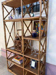 MCM Bamboo Rattan Etagere