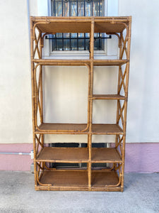 MCM Bamboo Rattan Etagere