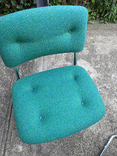 Load image into Gallery viewer, Mid century Steelcase teal and chrome cantilever chairs
