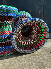 Load image into Gallery viewer, Vintage Handmade Rainbow Woven Stools from Bangladesh
