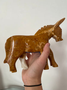 Vintage onyx stone carved donkey sculpture