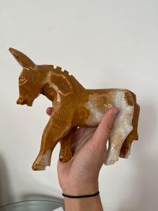 Vintage onyx stone carved donkey sculpture