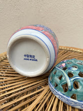 Load image into Gallery viewer, Hand-painted￼ Porcelain Chinoiserie Flower frog/ Potpourri Jar
