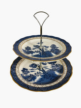 Load image into Gallery viewer, Royal Doulton Booths Real Old Willow Two-Tier Cake Dessert Stand
