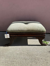 Load image into Gallery viewer, Vintage Green Chenille Wooden Footstool
