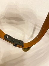 Load image into Gallery viewer, 70s Brass Tennis Racket Buckled Leather Belt
