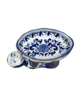 Load image into Gallery viewer, 1980s Blue and White Porcelain Monkey Trinket and Soap Dish
