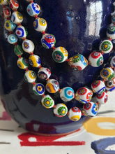 Load image into Gallery viewer, Vintage Handmade Murano Glass Mosaic Beaded Necklace (white)
