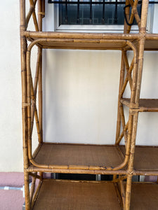 MCM Bamboo Rattan Etagere