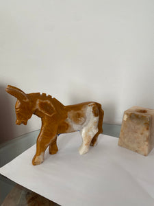 Vintage onyx stone carved donkey sculpture