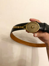 Load image into Gallery viewer, 70s Brass Tennis Racket Buckled Leather Belt
