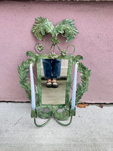 Load image into Gallery viewer, Vintage Tole Leaves and Flower Mirror with Candlestick Holders
