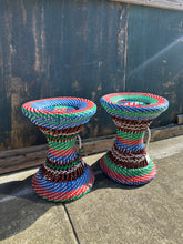 Load image into Gallery viewer, Vintage Handmade Rainbow Woven Stools from Bangladesh
