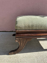 Load image into Gallery viewer, Vintage Green Chenille Wooden Footstool
