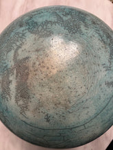 Load image into Gallery viewer, Mid Century Celadon Raku Crackle Amphora Vessel with Iron Stand
