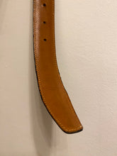 Load image into Gallery viewer, 70s Brass Tennis Racket Buckled Leather Belt
