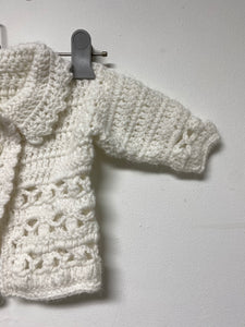 White Hand Crochet Collared Sweater