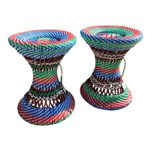 Load image into Gallery viewer, Vintage Handmade Rainbow Woven Stools from Bangladesh
