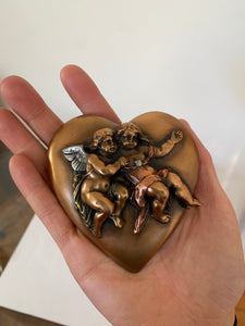 Vintage David Chesney Heart Cherub  numbered Bronze Paperweight