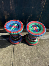 Load image into Gallery viewer, Vintage Handmade Rainbow Woven Stools from Bangladesh
