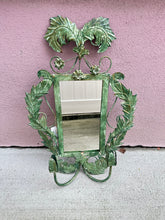 Load image into Gallery viewer, Vintage Tole Leaves and Flower Mirror with Candlestick Holders

