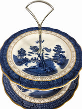 Load image into Gallery viewer, Royal Doulton Booths Real Old Willow Two-Tier Cake Dessert Stand
