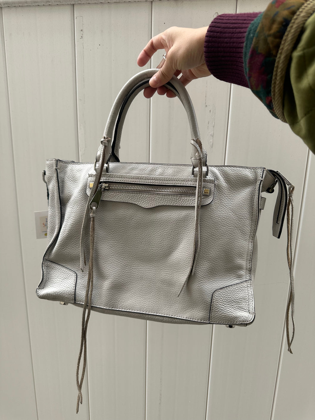 Rebecca Minkoff White Leather Carryall Crossbody Satchel