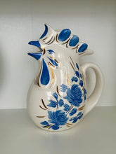 Load image into Gallery viewer, Vintage Ceramic Blue and Gold Painted Rooster Pitcher
