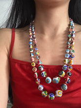 Load image into Gallery viewer, Vintage Handmade Murano Glass Mosaic Beaded Necklace (white)
