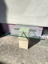 Load image into Gallery viewer, 80s Artedi Style Travertine and Brass Side Table
