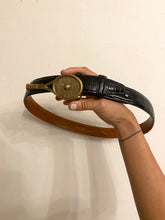 Load image into Gallery viewer, 70s Brass Tennis Racket Buckled Leather Belt
