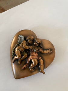 Vintage David Chesney Heart Cherub  numbered Bronze Paperweight