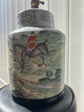 Load image into Gallery viewer, Vintage Chinese Porcelain Ginger Jar Hunting Scene Table Lamp with Shade
