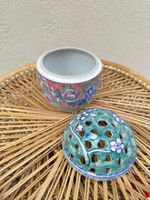 Load image into Gallery viewer, Hand-painted￼ Porcelain Chinoiserie Flower frog/ Potpourri Jar
