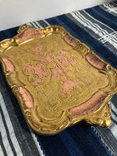 Load image into Gallery viewer, Gold &amp; Pink Florentine Filigree Wooden Decorative Tray
