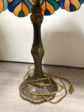 Load image into Gallery viewer, Vintage Stained Glass Brass Lamp
