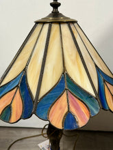 Load image into Gallery viewer, Vintage Stained Glass Brass Lamp
