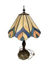 Load image into Gallery viewer, Vintage Stained Glass Brass Lamp
