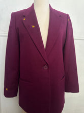 Load image into Gallery viewer, REWORKED: PURPLE WOOL “LEAVE ME ALONE” BLAZER
