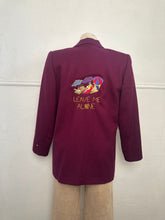 Load image into Gallery viewer, REWORKED: PURPLE WOOL “LEAVE ME ALONE” BLAZER
