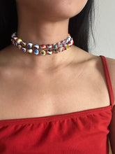 Load image into Gallery viewer, Vintage Handmade Murano Glass Mosaic Beaded Necklace (white)
