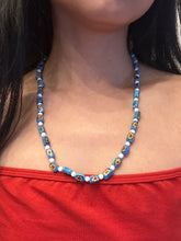 Load image into Gallery viewer, Vintage Handmade Venetian Glass Mosaic Beaded Necklace (turquoise)
