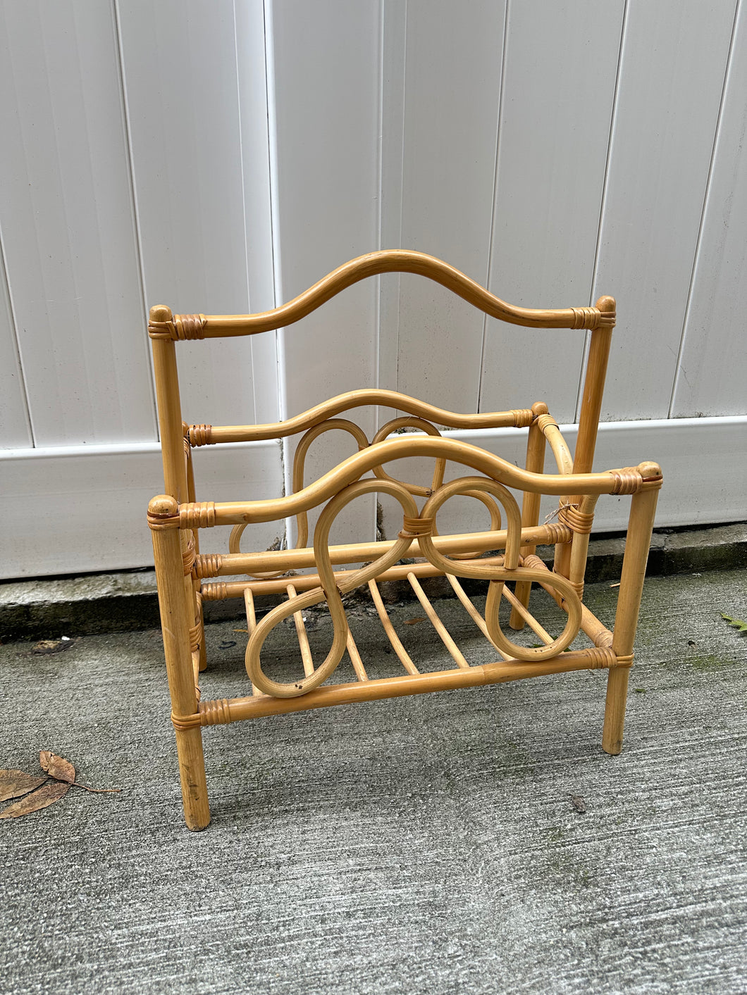 Vintage Rattan Wicker Magazine Book Stand