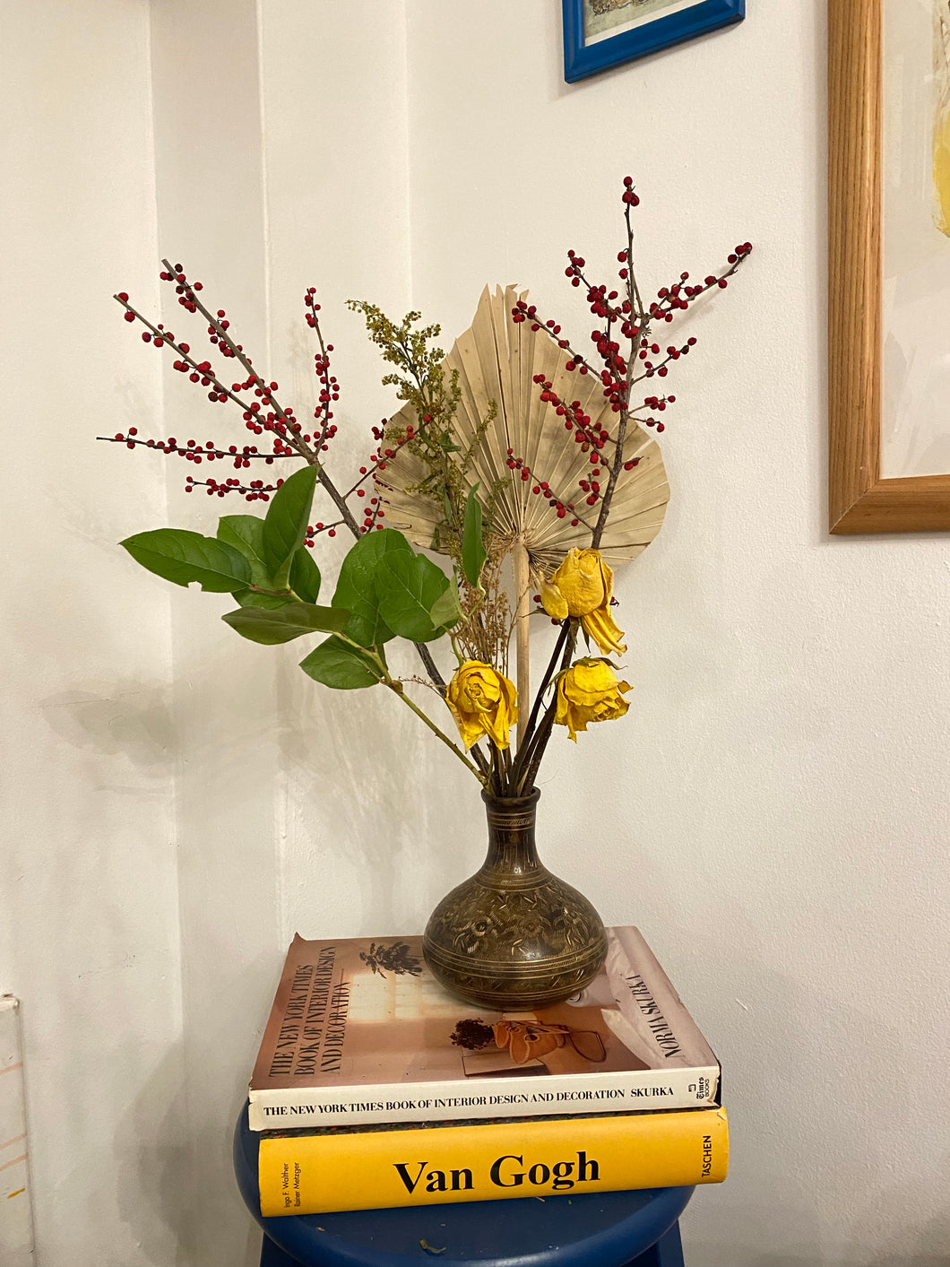 Brass Etched Dry Flowers Vase