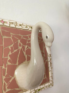 Ceramic Mosaic Swan Hook Wall Art